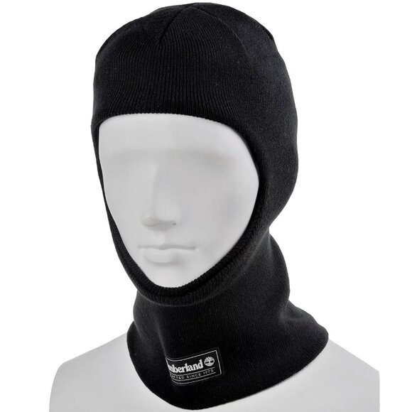 New! Timberland Knit Balaclava! Black With Patch Use as Face Warmer Mask or Hat - Picture 2 of 3